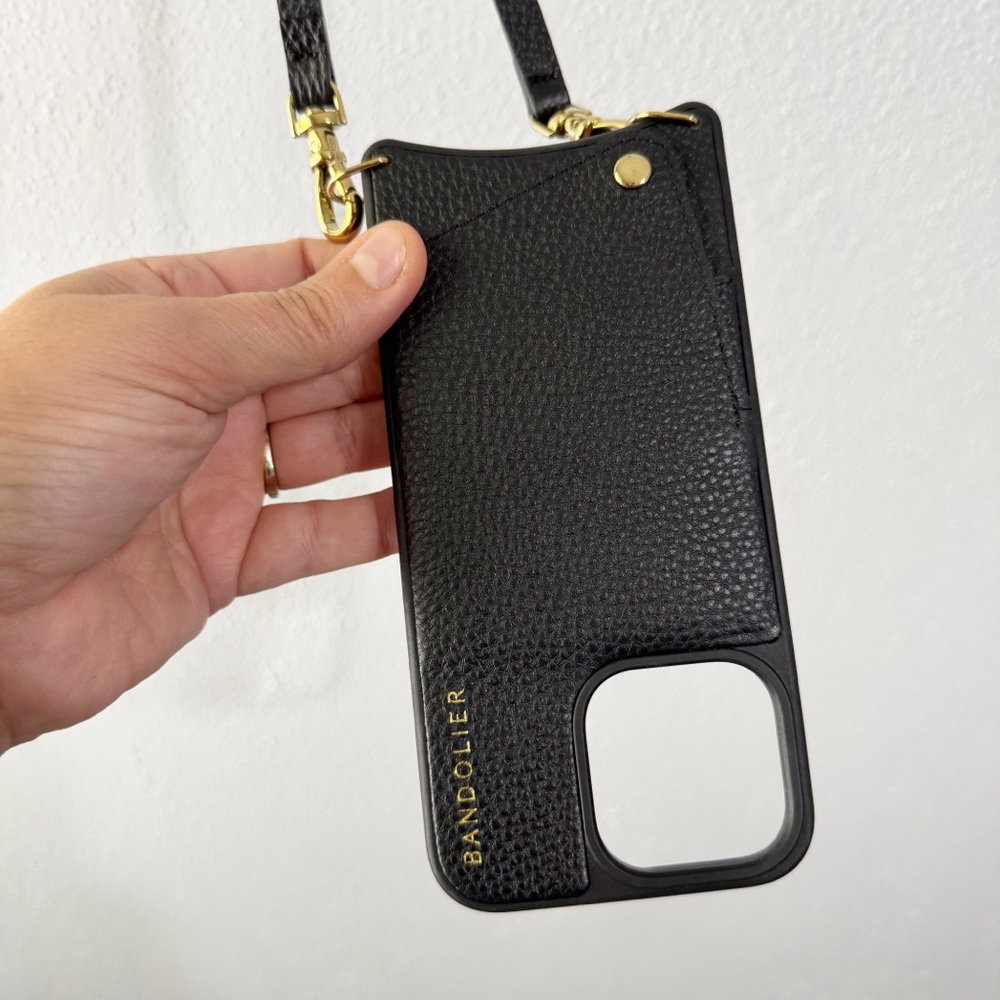 Bandolier Emma Textured Black Phone Case with Gold Accents